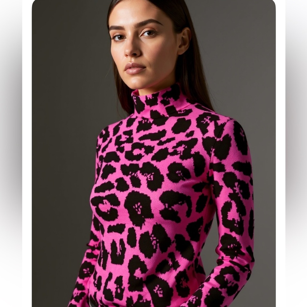 Pink Leopard Print Sweater